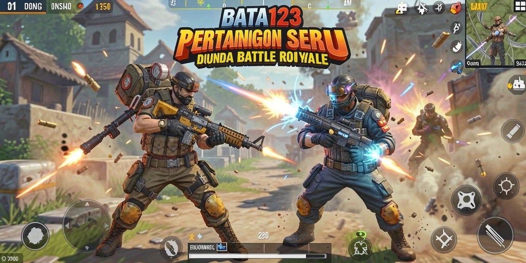 Screenshot gameplay BATA123 dengan pertarungan seru di arena Battle Royale.