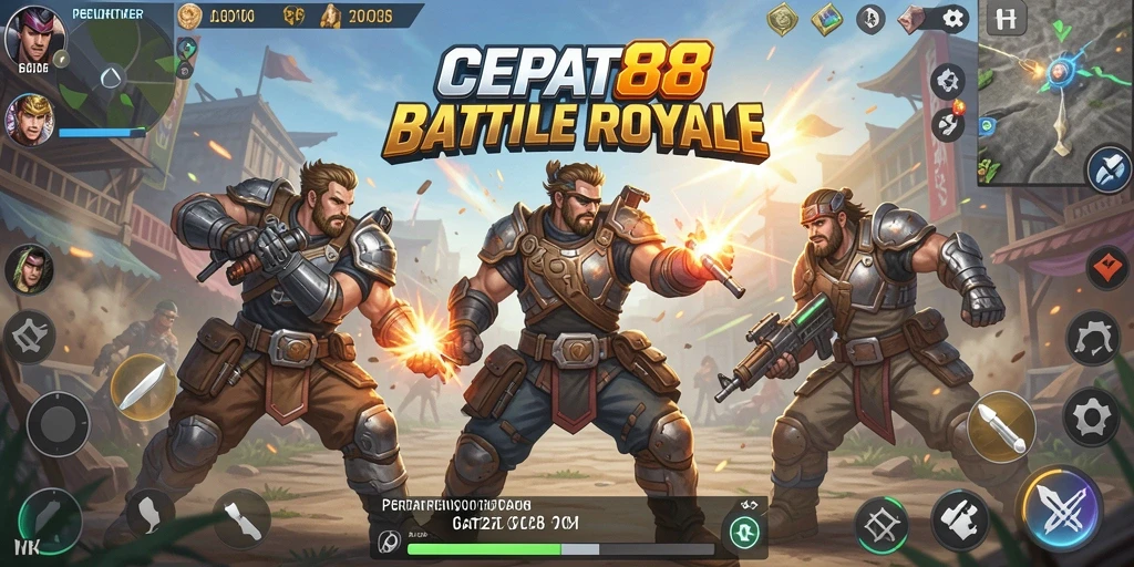 Tangkapan layar permainan CEPAT88 dengan aksi Battle Royale yang menegangkan.