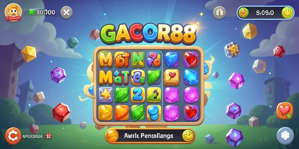 Tampilan gameplay <strong>GACOR88</strong> yang menarik saat mencocokkan elemen warna-warni.