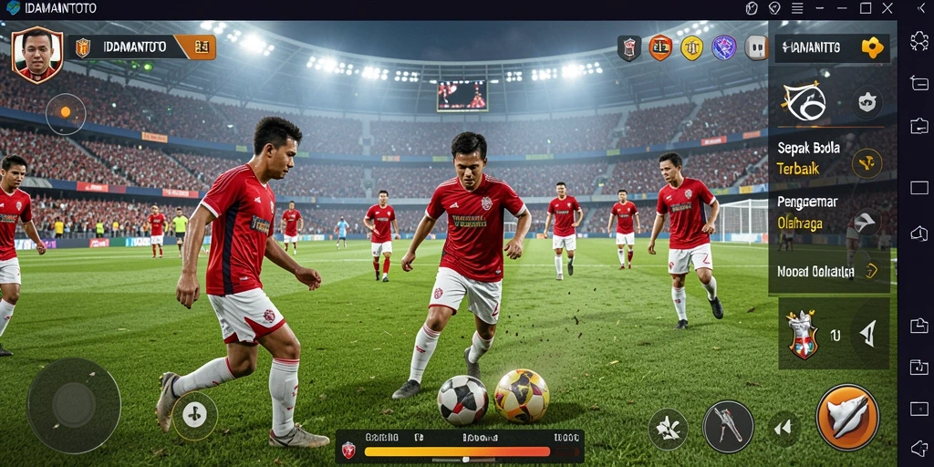 Tangkapan layar gameplay yang menampilkan aksi seru di lapangan sepak bola.