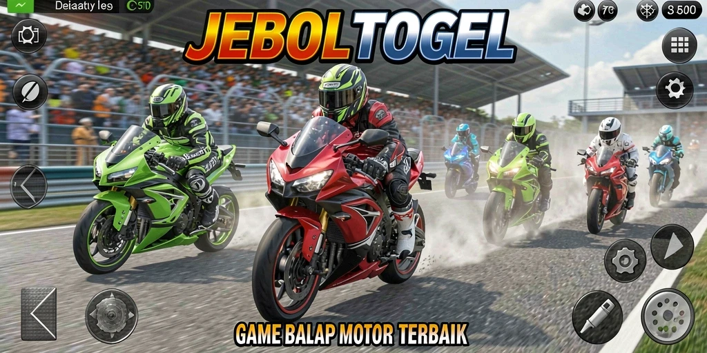 Tampilan gameplay seru dalam JEBOLTOGEL dengan balapan motor yang menegangkan.