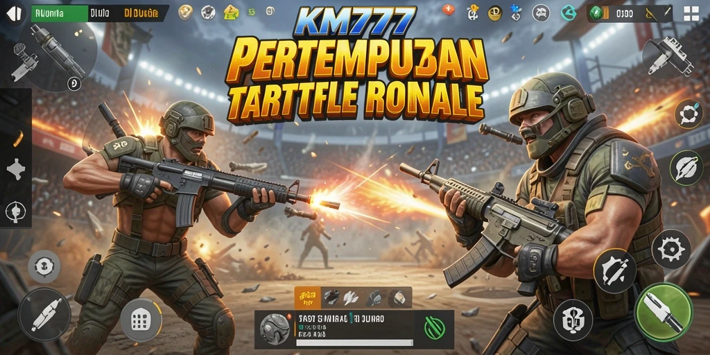 Screenshot gameplay KM777 menampilkan aksi pertempuran yang epik dan intens.
