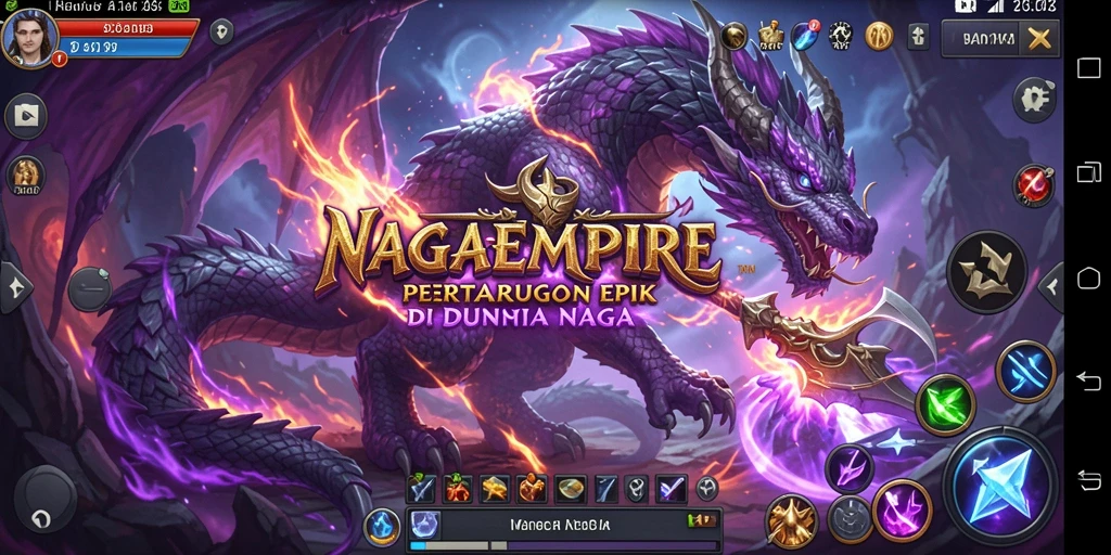 Tampilan gameplay menarik dalam pertarungan naga yang mendebarkan.