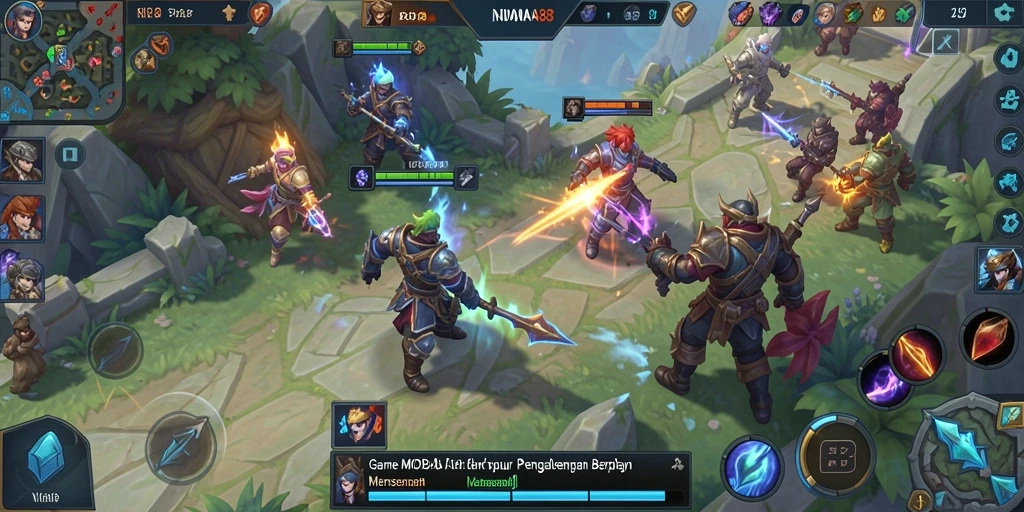 Tangkapan layar NIRWANA88 menampilkan aksi seru dalam permainan MOBA.