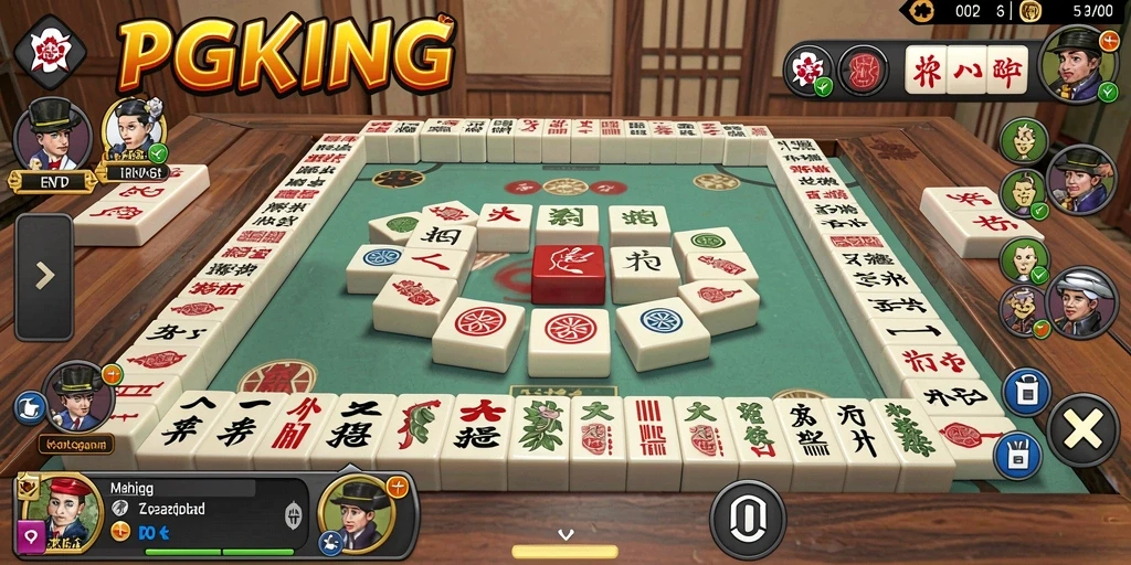 Screenshot gameplay PGKING menampilkan suasana permainan Mahjong yang mendebarkan.
