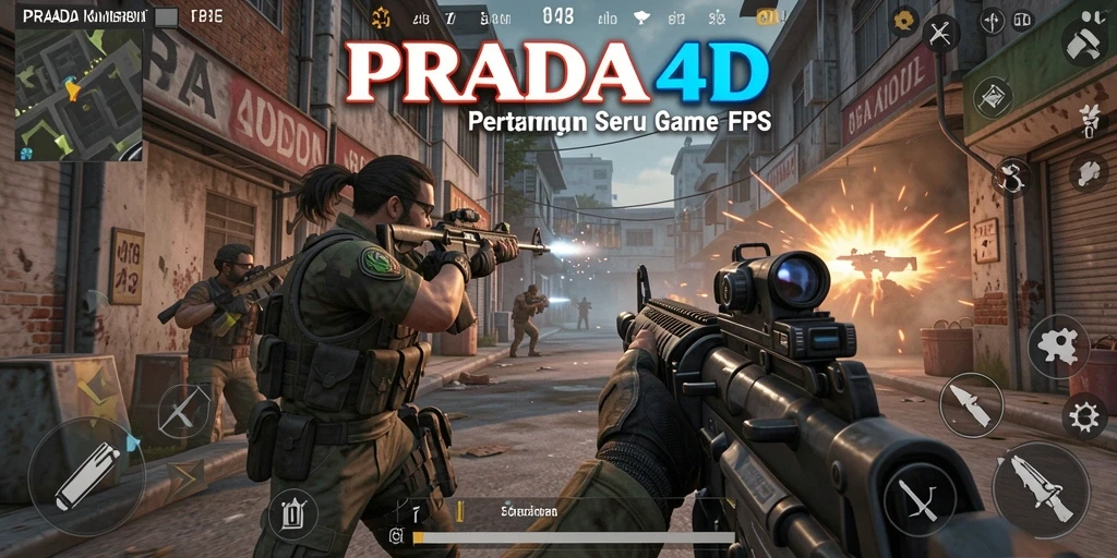 Tampilan gameplay seru PRADA4D dengan pertempuran FPS yang mendebarkan.