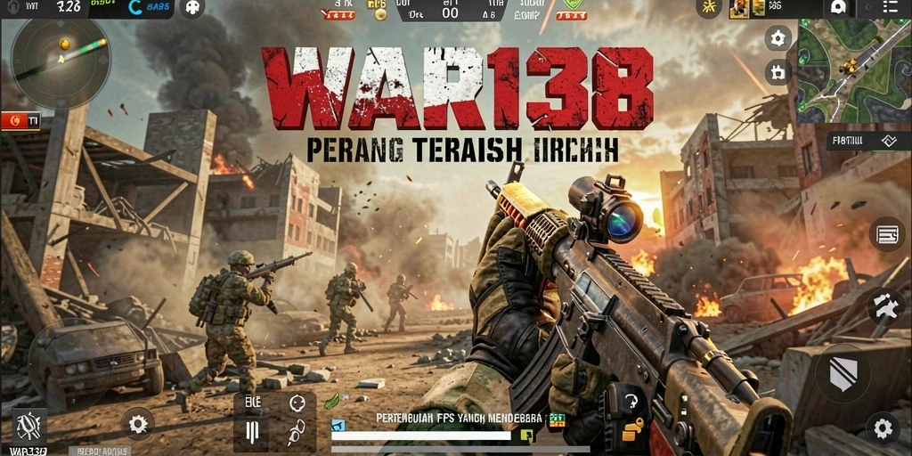 Tampilan gameplay intens dari WAR138 di aksi tembak-menembak.