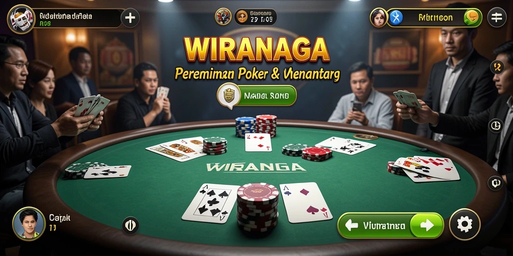 Screenshot gameplay WIRANAGA menampilkan aksi poker yang mendebarkan.